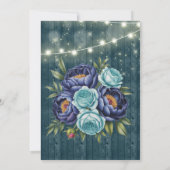 Navy Peonies & Turquoise Rose Brunch & Bubbly Einladung (Rückseite)