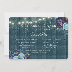 Navy Peonings und Turquoise Rose Probe Dinner Einladung
