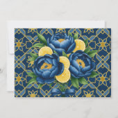 Navy Peony and Citrus Floral Probe Dinner Einladung (Rückseite)