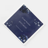 Navy Peony Assembly 8" Square Dinner Napkins Serviette (Ecke)