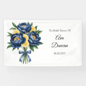 Navy Peony Citrus Floral Brautparty Banner (Horizontal)