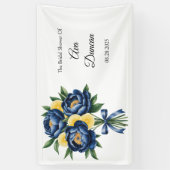 Navy Peony Citrus Floral Brautparty Banner (Vertikal)