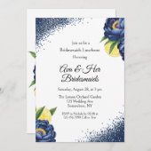 Navy Peony Citrus Paint Floral Bridesmaid Luncheon Einladung (Vorne/Hinten)