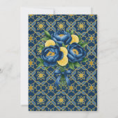 Navy Peony Citrus Painted Floral Engagement Party Einladung (Rückseite)