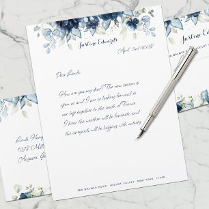 Navy Peony Eucalyptus Greenerity Letterhead Briefbogen