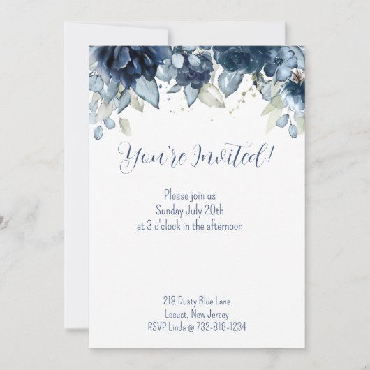 Navy Peony Eukalyptus Greenery Ankündigung (Vorderseite)