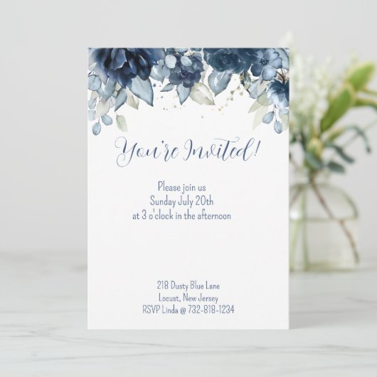 Navy Peony Eukalyptus Greenery Ankündigung (Stehend Vorderseite)