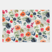 Navy Peony Pink Orange Poppy Garden Geschenkpapier Set (Vorderseite)