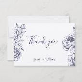 Navy Peony Simple Danke Card (Vorderseite)