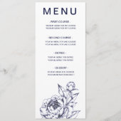 Navy Peony Simple Menu Card Menükarte (Vorderseite)
