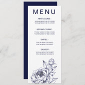 Navy Peony Simple Menu Card Menükarte (Vorne/Hinten)