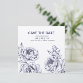 Navy Peony Simple Save the Date (Stehend Vorderseite)