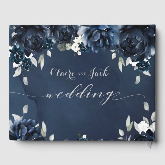 Navy Peony Wedding Gästebuch (Rückseite)