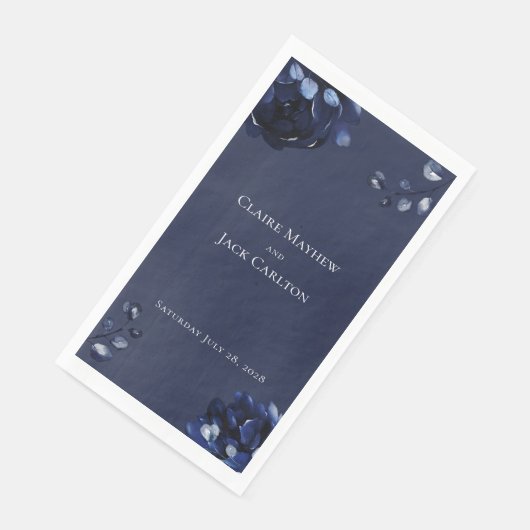 Navy Peony Wedding Long 3 Ply Dinner Napkins Serviette (Ecke)