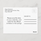 Navy Personalisiert Foto Abschluss Save the Date Postkarte (Rückseite)