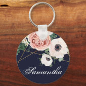 Navy, personalisiert Key Chain Geometric Garden Ro Schlüsselanhänger (Vorderseite)