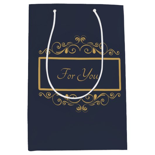 Navy Personalisiert Medium Gift Bag Mittlere Geschenktüte (Vorderseite)