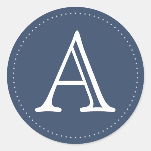 Navy Personalisiert Monogram Round Stickers (Vorderseite)