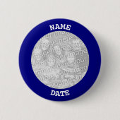 Navy-Personalisiert-Round-Foto-Rahmen Button (Vorderseite)
