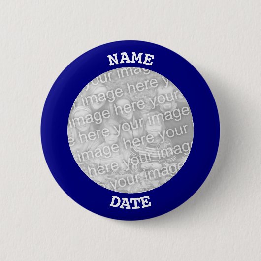 Navy-Personalisiert-Round-Foto-Rahmen Button (Vorderseite)
