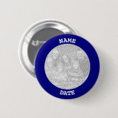 Navy-Personalisiert-Round-Foto-Rahmen Button (Vorne & Hinten)