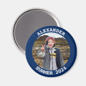 Navy, personalisiertes Round Family Foto Magnet (Vorderseite/Rückseite)