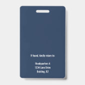 Navy Personalized Employee Company ID Badge Ausweis (Back)
