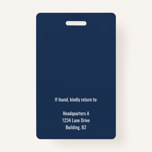 Navy Personalized Employee Company ID Badge Ausweis (Rückseite)