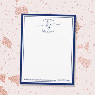 Navy Personalized From The Desk Of Note Card Dankeskarte