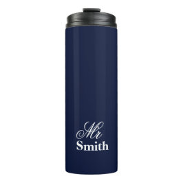 Navy Personlized Text Smith Name White Thermosbecher