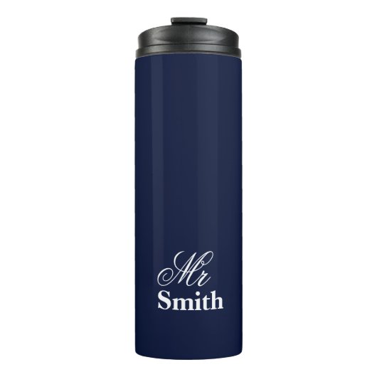 Navy Personlized Text Smith Name White Thermosbecher (Vorderseite)
