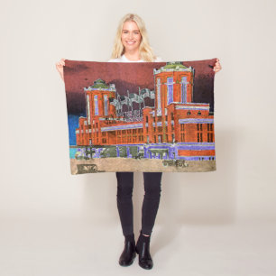 Navy Pier Chicago 1920's Watercolor Art Windy City Fleecedecke