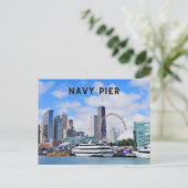 Navy Pier Chicago Postcard Travel Vacation Postkarte (Stehend Vorderseite)
