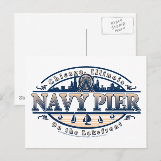 Navy Pier Chicago Postkarte (Vorne/Hinten)