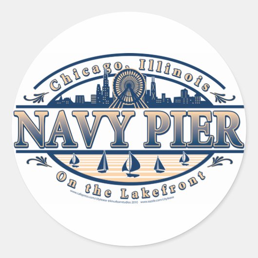 Navy Pier Chicago Runder Aufkleber (Vorderseite)