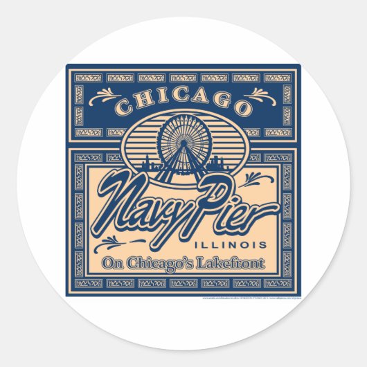 Navy Pier Chicago Runder Aufkleber (Vorderseite)