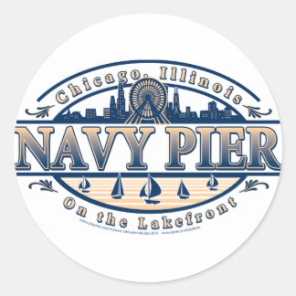 Navy Pier Chicago Runder Aufkleber