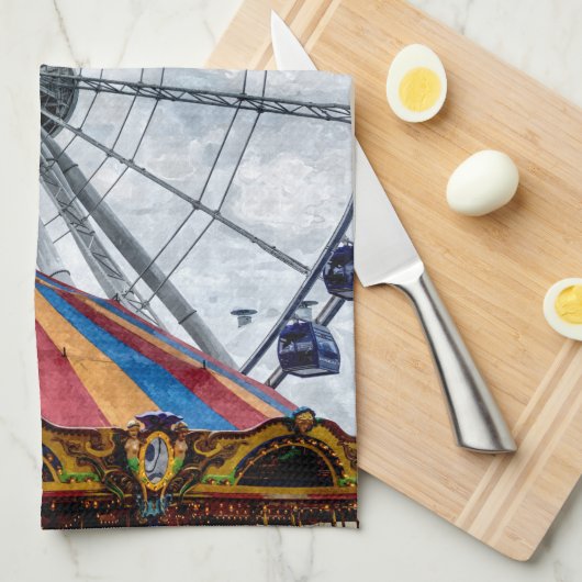 Navy Pier Ferris Wheel Geschirrtuch (Viertel Falte)