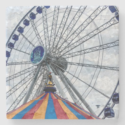 Navy Pier Ferris Wheel Steinuntersetzer (Vorderseite)