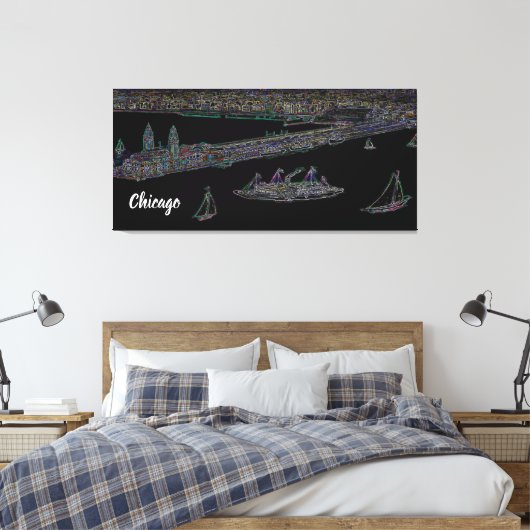Navy Pier From Lake Chicago 1920's neon Art Leinwanddruck (Insitu (Schlafzimmer))