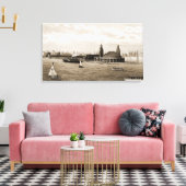 Navy Pier From Lake  Chicago 1920's Watercolor Art Leinwanddruck (Insitu (Wohnzimmer))