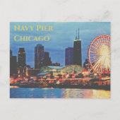 Navy Pier _in night Chicago Postcard Postkarte (Vorderseite)