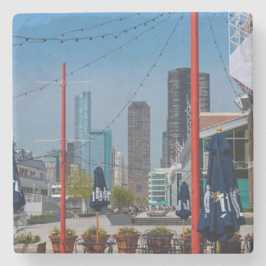 Navy Pier Lines Steinuntersetzer (Vorderseite)