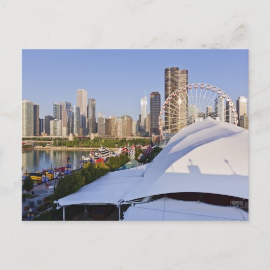 Navy Pier und Downtown Chicago Postkarte (Vorderseite)