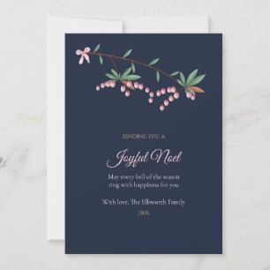 Navy Pieris Bell Sprig Familie Weihnachtskarte Einladung
