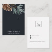 NAVY PINE CONE TREE BRANCH STUD EARRING DISPLAY VISITENKARTE (Vorne/Hinten)