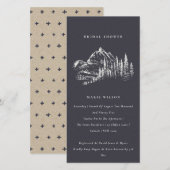 Navy Pine Mountain Sketch Brautparty laden ein Dankeskarte (Vorne/Hinten)