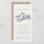 Navy Pine Mountain Sketch Brautparty laden ein Dankeskarte (Vorne/Hinten)