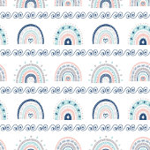 Navy Pink Baby Blanket Soft Boho Rainbow Style Fleecedecke