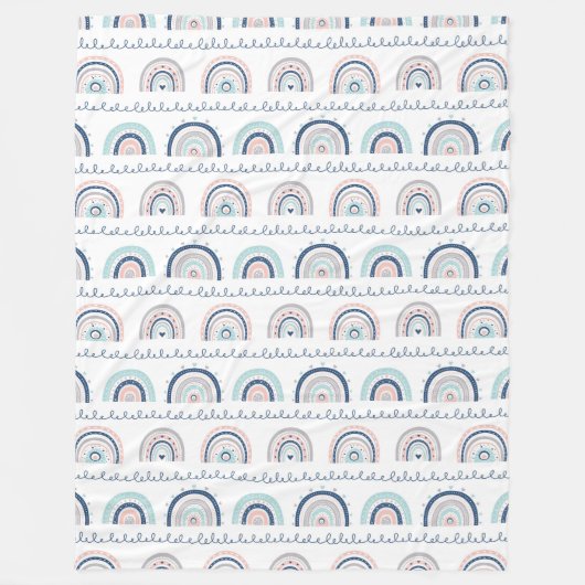 Navy Pink Blanket Soft Rainbows Boho Kids Accent Fleecedecke (Vorderseite)